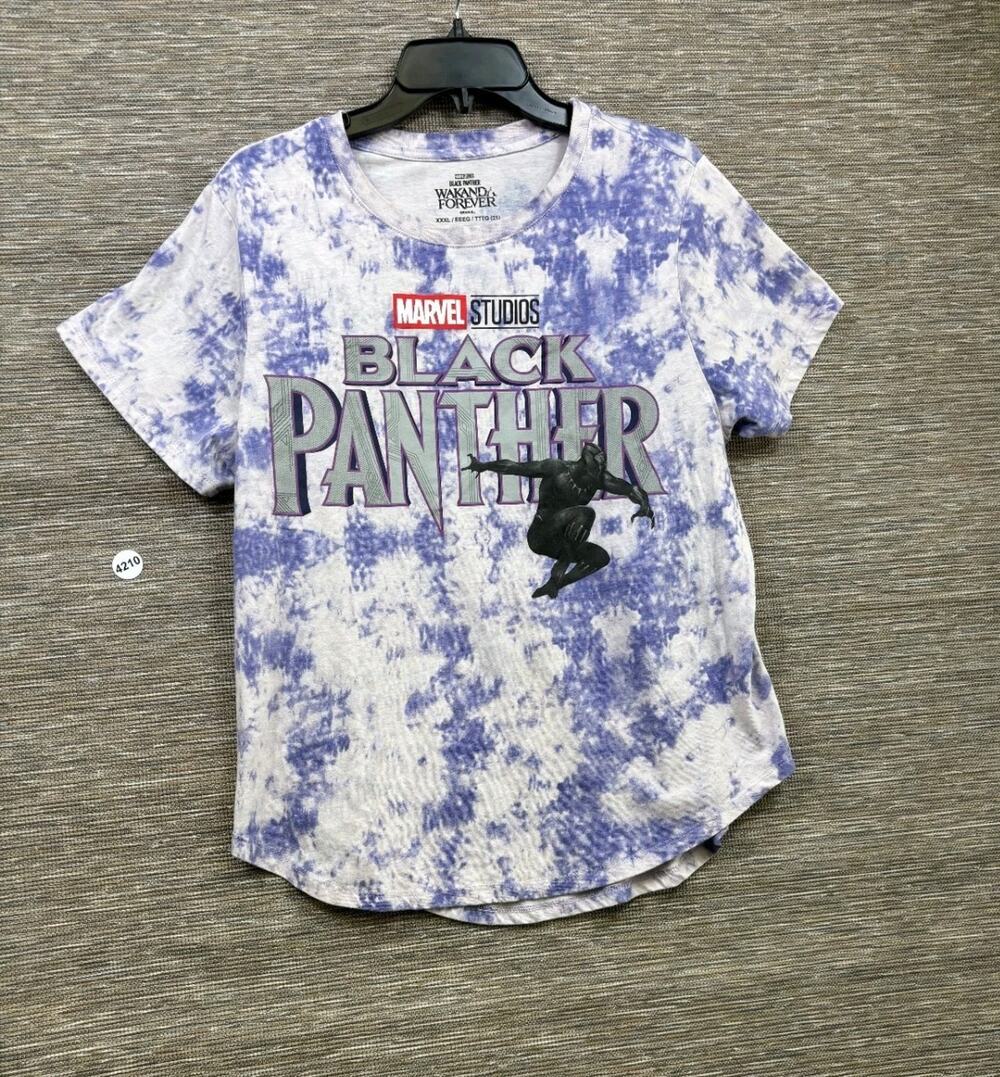 Marvel Studios Black Panther Juniors Size XXXL Graphic T-Shirt Purple Tie Dye